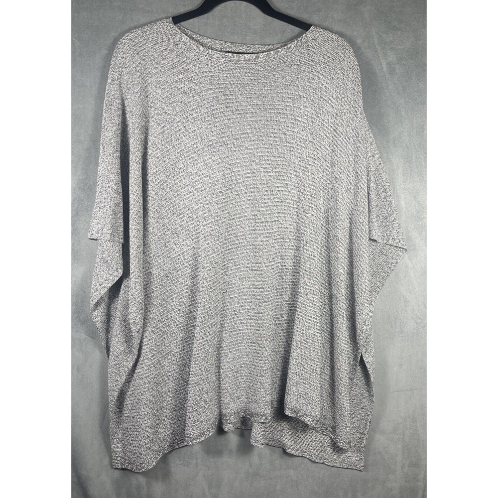 Eileen Fisher Heather Gray Tencel Knit Poncho Sweater Oversized Fits XL-2X
